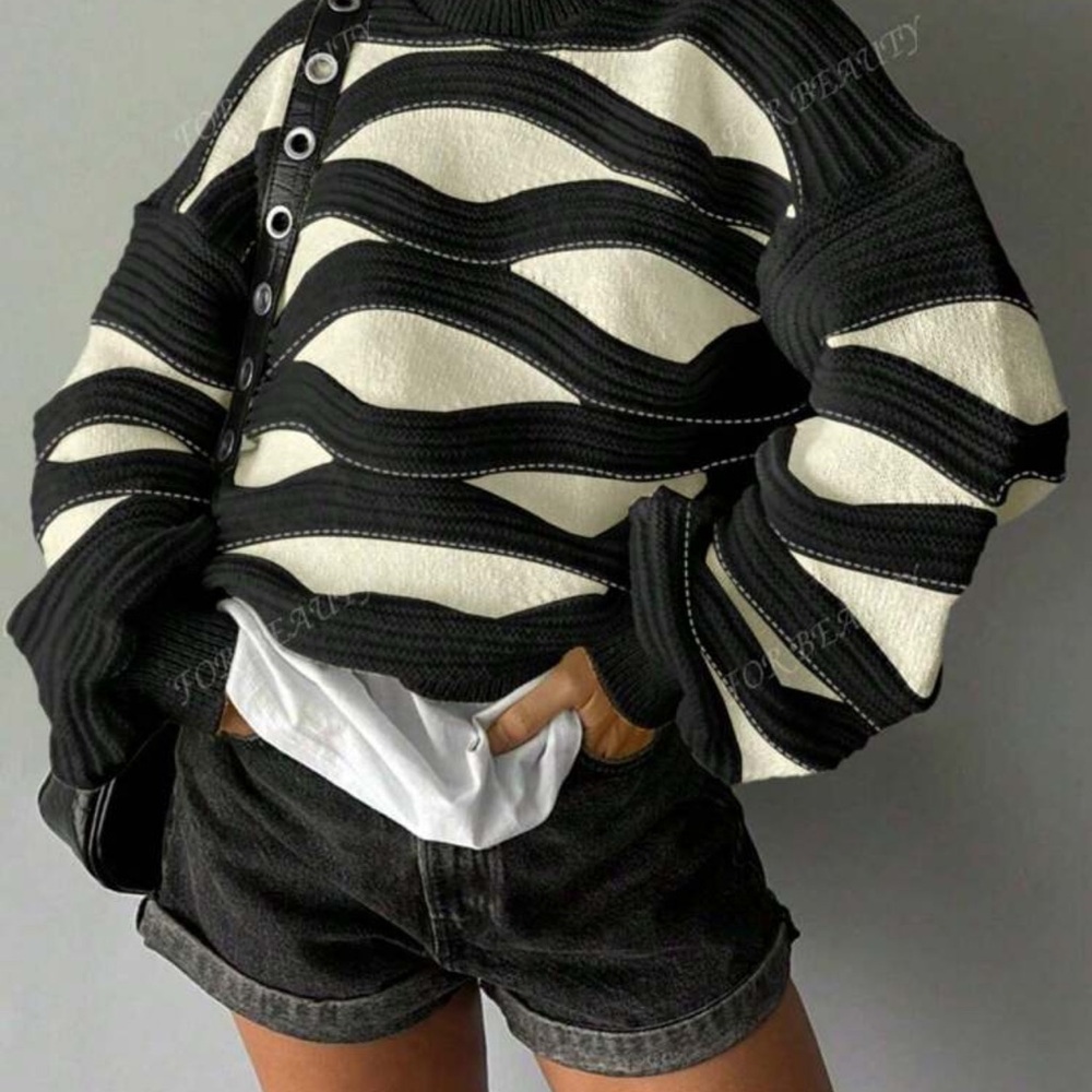 Black and White Striped Sweater